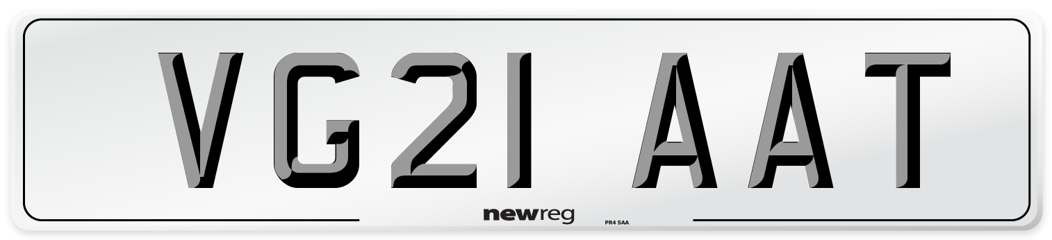 VG21 AAT Number Plate from New Reg